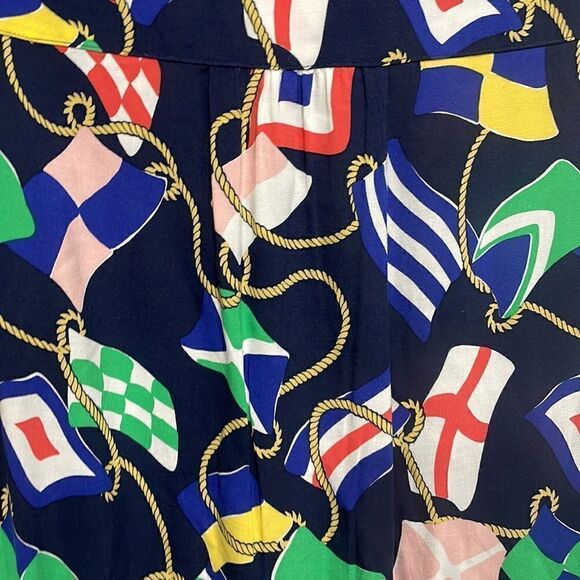NWOT Crown & Ivy Button Front Belted Nautical Flag Dress. Size M Medium 8/10 - Picture 4 of 9